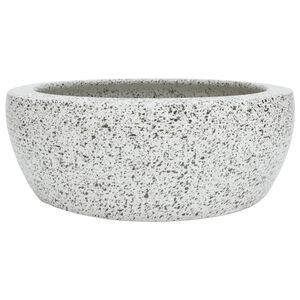 vidaXL Мивка за плот, сива, кръгла, &Phi;41x14 см, керамика