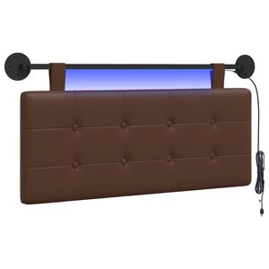 vidaXL Табла за легло висяща С LED осветление Кафяво Изкуствена