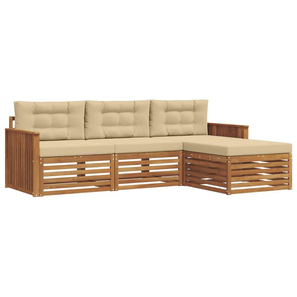 vidaXL Комплект дивани за открито 4 pcs Натурален и Бежов
