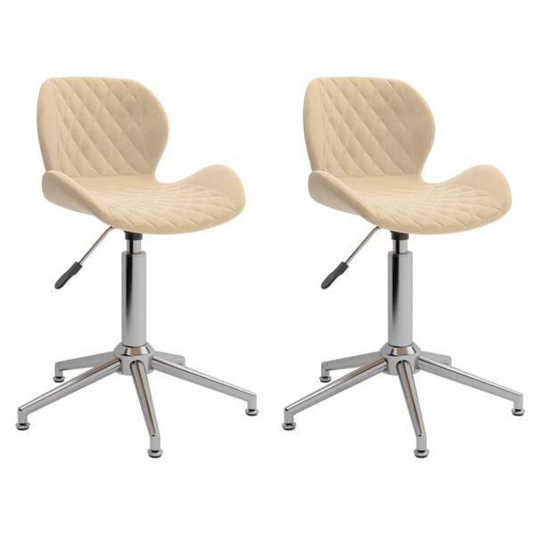 vidaXL Въртящи трапезни столове, 2 бр, кремави, кадифе