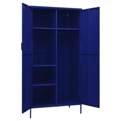 vidaXL Гардероб, нейви синьо, 90x50x180 см, стомана