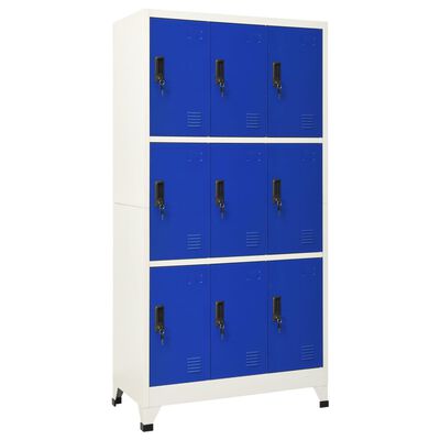 vidaXL Заключващ се шкаф, сиво и синьо, 90x45x180 см, стомана