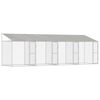vidaXL Кучешка клетка с покрив Сребристо 800 x 200 x 256 см