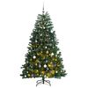 vidaXL Изкуствена коледна елха с шарнири, 300 LED и топки, 180 см
