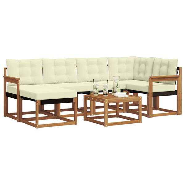 vidaXL Комплект дивани за открито 7 pcs Натурален и Крема