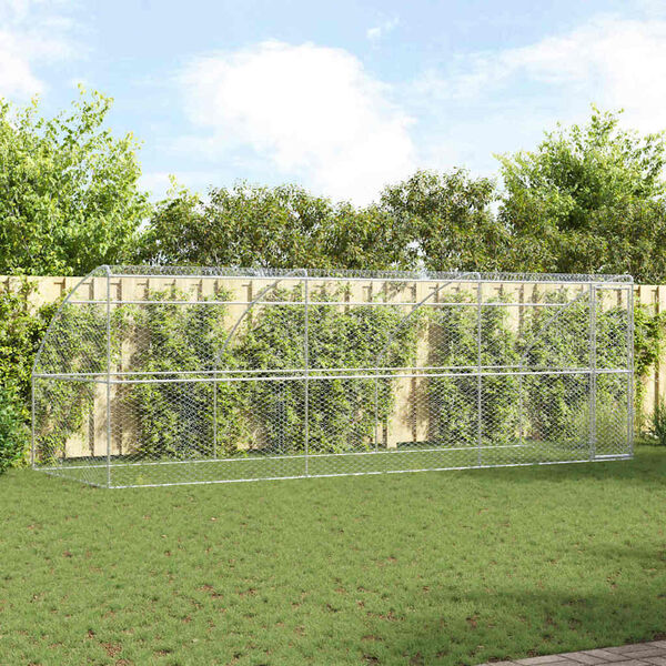 vidaXL Кучешка клетка 3 pcs Сребрист 6 x 2 x 2 m Поцинкована стомана