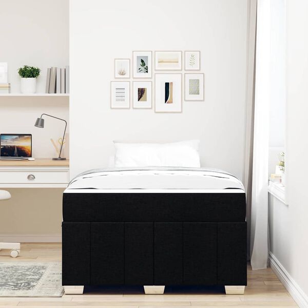 vidaXL Рамка за легло с матрак Черно 120 x 200 cm текстил