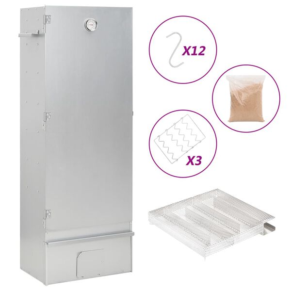 vidaXL Барбекю пещ димогенератор за студено пушене поцинкована стомана