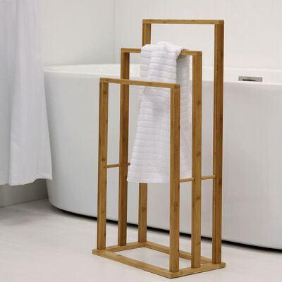 Bathroom Solutions Бамбукова стойка за хавлии с 3 пръти