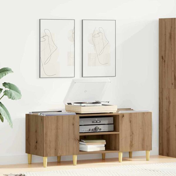 vidaXL Шкаф за грамофонни плочи Дъб 121 x 38 x 48 cm Инженерно дърво