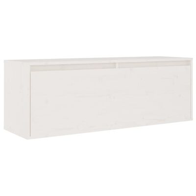 vidaXL Стенен шкаф, бял, 100x30x35 см, борово дърво масив