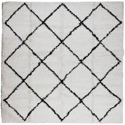vidaXL Шаги килим с дълъг косъм "PAMPLONA", кремаво-черен, 240x240 см