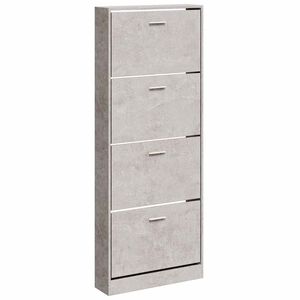 vidaXL Шкаф за обувки, бетонно сив, 59x17x150 см, инженерно дърво