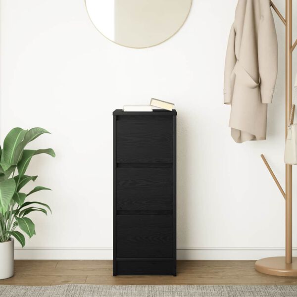 vidaXL Сайдборд, Черен дъб, 29,5x34x76 см, инженерно дърво