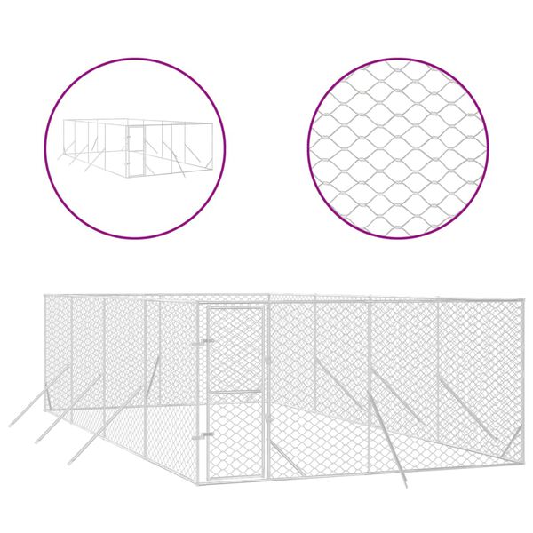 vidaXL Външна клетка за куче сребриста 4x8x2 м поцинкована стомана