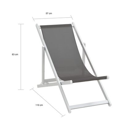 vidaXL Сгъваеми плажни столове, 2 бр, алуминий и Textilene, сиви