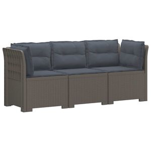 vidaXL Пейка за градина с Cushions във вид на ратан ПП Светлосиво