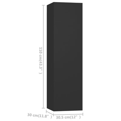 vidaXL Комплект ТВ шкафове от 6 части, черен, ПДЧ