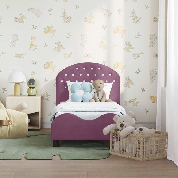 vidaXL Легло за малко с главна дъска Лилаво 70 x 140 cm Кадифе