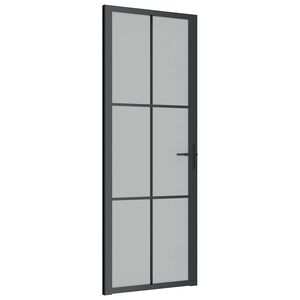 vidaXL Интериорна врата, 76x201,5 см, черен мат, стъкло и алуминий