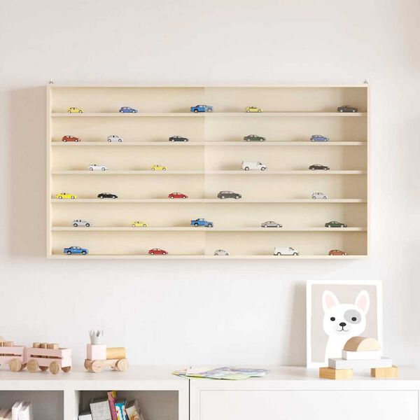 vidaXL Стена дисплей кутия с рафт Бежово 100 х 8,5 х 54 см Шперплат