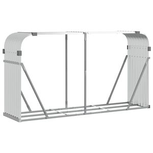 vidaXL Поставка за дърва, сребрист, 180x45x100 см, поцинкована стомана