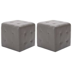 vidaXL Пуфове, 2 бр, сиви, 30x30x30 см, изкуствена кожа