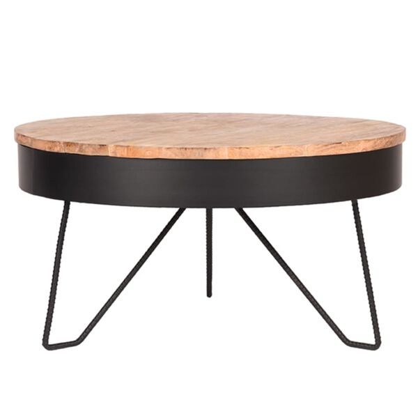 LABEL51 Маса за кафе "Saran" 80x80x43 см дърво/черно