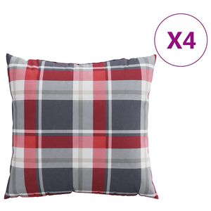 vidaXL Възглавници за диван, 4 бр., червени карирани шарки, 40x40 см, плат