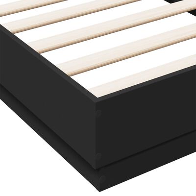 vidaXL Рамка за легло, черна, 90x190 см, инженерно дърво