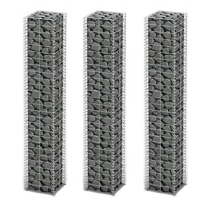 vidaXL Комплект габиони, 3 бр, поцинкована тел, 25x25x150 см