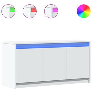 vidaXL ТВ шкаф с LED, бял, 100x34x50 см, инженерно дърво