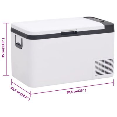vidaXL Хладилна кутия с дръжка черно и бяло 25 л PP и PE
