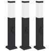 vidaXL Осветителни стълбове с контакт, 3 бр., 50 см, черни, IP44