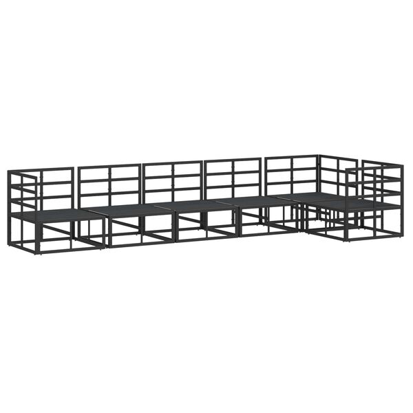 vidaXL Градински Софа Комплект с възглавница 6 pcs Черен Алуминий