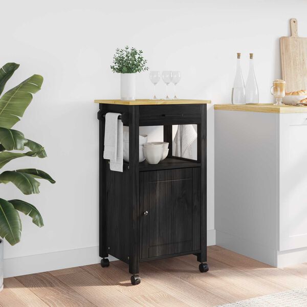 vidaXL Кухненска количка Едноцветен Черно