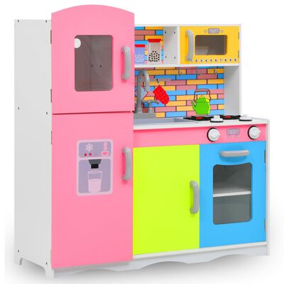 vidaXL Детска кухня за игра, МДФ, 80x30x85 см, многоцветна