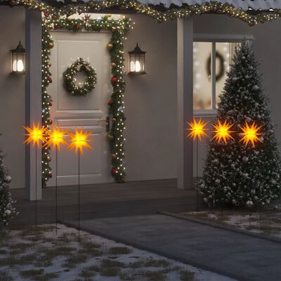 vidaXL Коледни лампи с шипове, 3 бр, LED, сгъваеми, жълта, 35 см