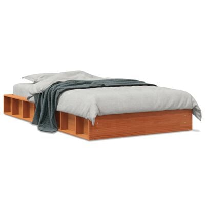 vidaXL Рамка за легло, восъчнокафяв, 75x190 см, борово дърво масив