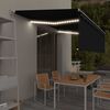 vidaXL Ръчно прибиращ се сенник с щори и LED, 5x3 м, антрацит