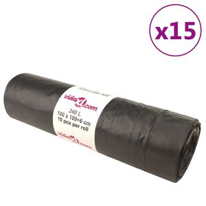 vidaXL Торбички за боклук с връзки 150 бр черни 240 л