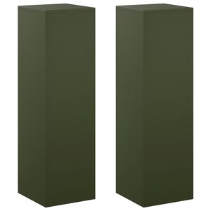 vidaXL Стойка за растения 2 pcs Маслиненозелено 30 x 30 x 100 см