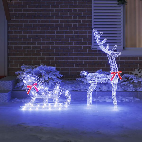 vidaXL Дядо Коледа, който дърпа шейна Синьо 70 x 26 x 129 см Акрил