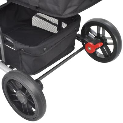 vidaXL Детска/бебешка количка 2-в-1, алуминий, сиво и черно