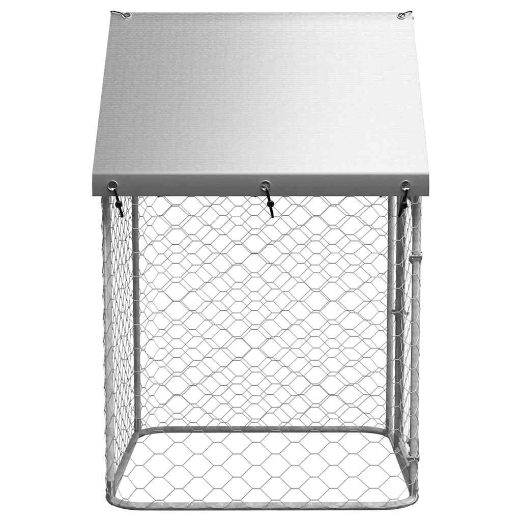 vidaXL Дворна клетка за кучета с покрив, 100x100x150 см