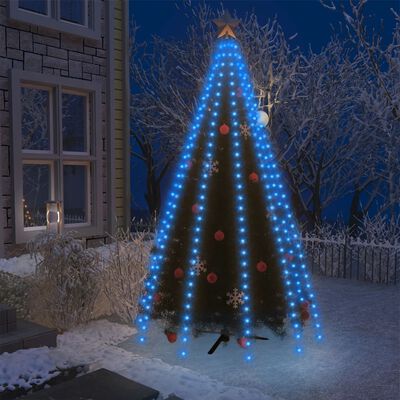 vidaXL Коледни лампички за елха тип мрежа, 250 LED, сини, 250 см