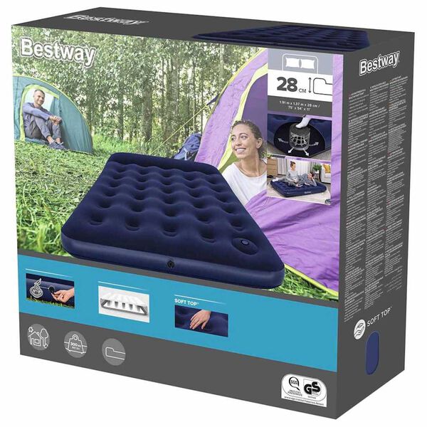 Best Way Надуваемо легло Синьо 191 x 137 x 28 cm ПВЦ