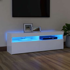 vidaXL ТВ шкаф с LED осветление, бял, 120x35x40 см