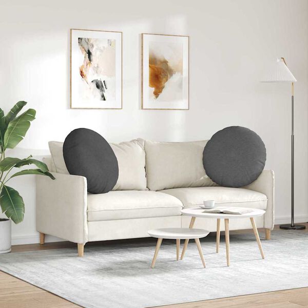 vidaXL Възглавници за седалки 2 pcs Тъмен сив Ø 60 cm Кордюрова тъкан