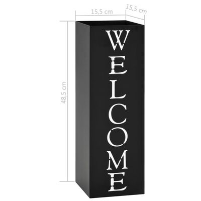 vidaXL Поставка за чадъри "Добре дошли", стомана, черна